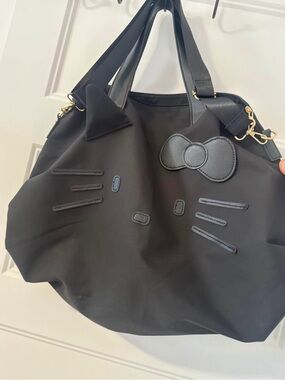 Hello Kitty Black Cat-Ear Tote with Bow Accent